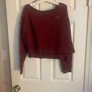 PINK Victoria's Secret Maroon Cropped Sweatshirt